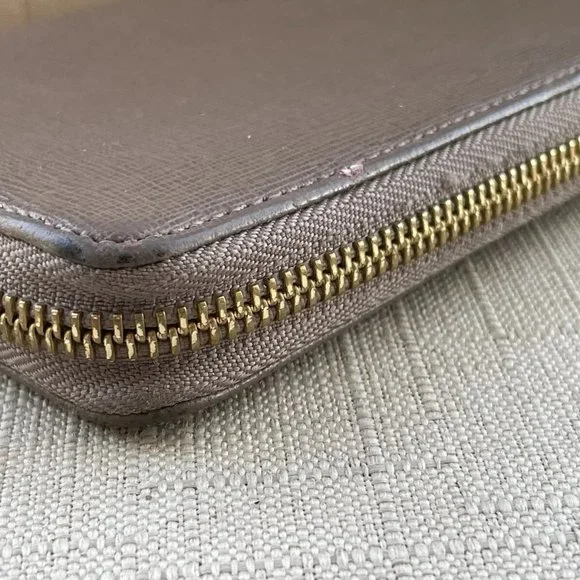 Furla Women Wristlet Genuine Leather Beige Wallet Card Holder Purse - Picture 5 of 12